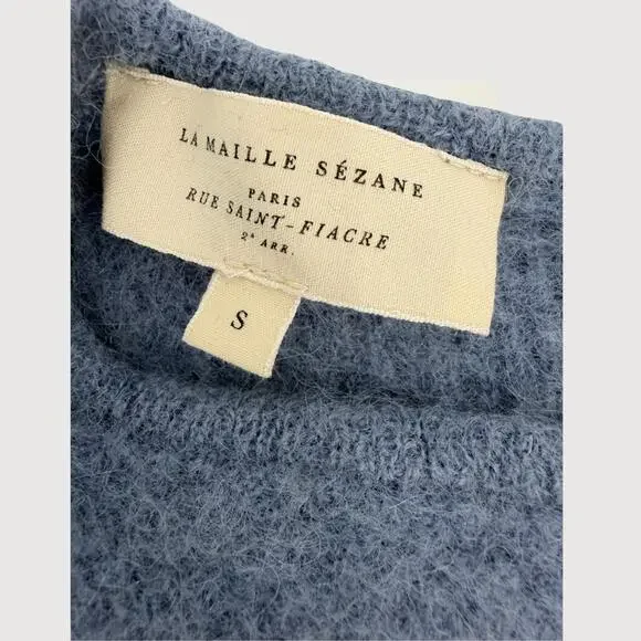 Sezane Cardigan Gaspard Mohair Alpaca Vintage Blue S - Picture 4 of 9